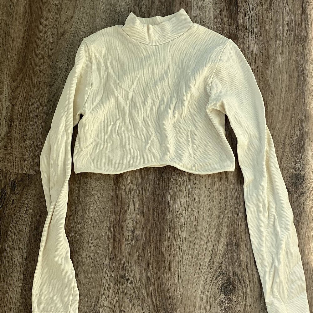 Long sleeve ivory crop top